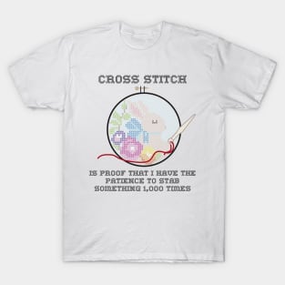 Snarky Cross Stitch Bunny in A Hoop is Stabby T-Shirt